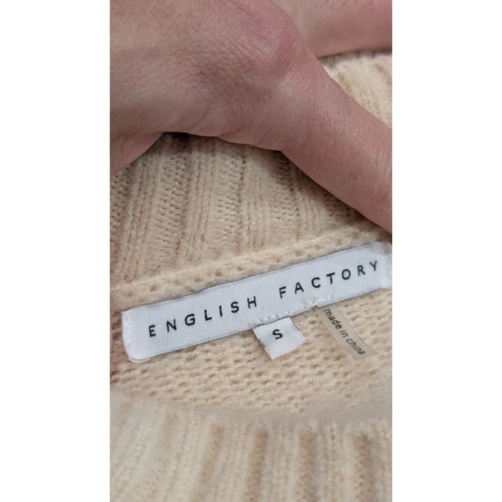 Women's ENGLISH FACTORY Beige & White Crew Neck Sweater S - Picture 8 of 11